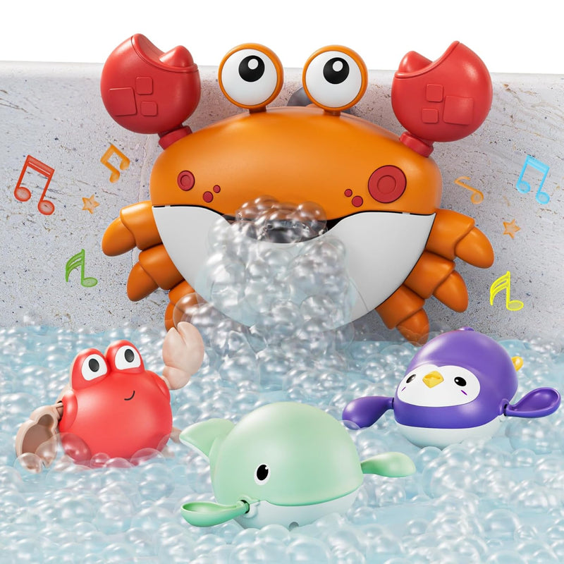 Baby Bath Toy,Bath Bubble Maker Machine With Music,3 Bathtub Wind Up Toys,C