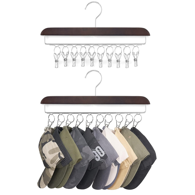 Hat Hangers For Closet Set Of 2 Wooden Hat Organizer Racks For Baseball Caps Wit
