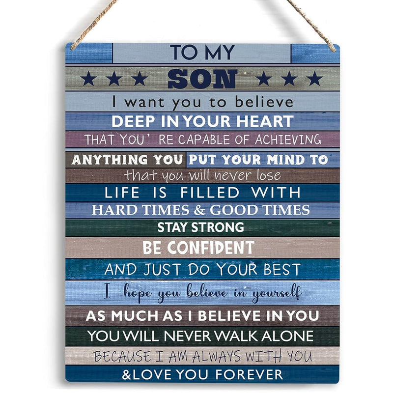 To My Son Wooden Hanging Sign From Mom Dad Son Gifts Family Wall Decor For Boy