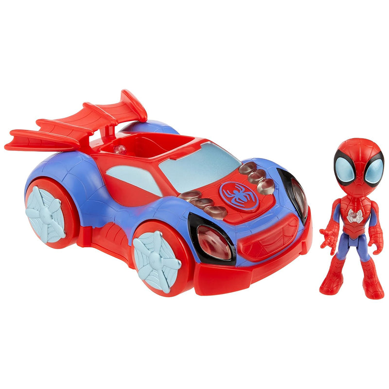 Marvel Spidey and His Amazing Friends Glow Tech Web-Crawler Toy Car, with Spidey Action Figure, Preschool Toys, Super Hero Toys for 3 Year Old Boys and Girls and Up, Lights & Sounds