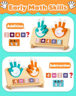 Montessori Number Counting Blocks Toy with Math Cards for Kids Ages 3-6