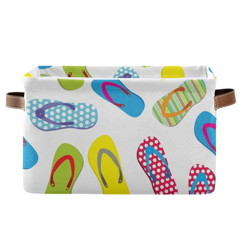 Large Foldable Storage Bin Summer Flip-Flops Fabric Storage Baskets Collapsible