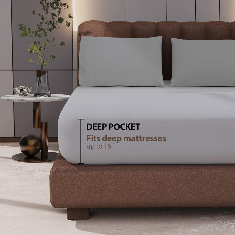 Fitted Sheet King Size 100% Egyptian Cotton Fitted Sheets 600 Thread Count 16"