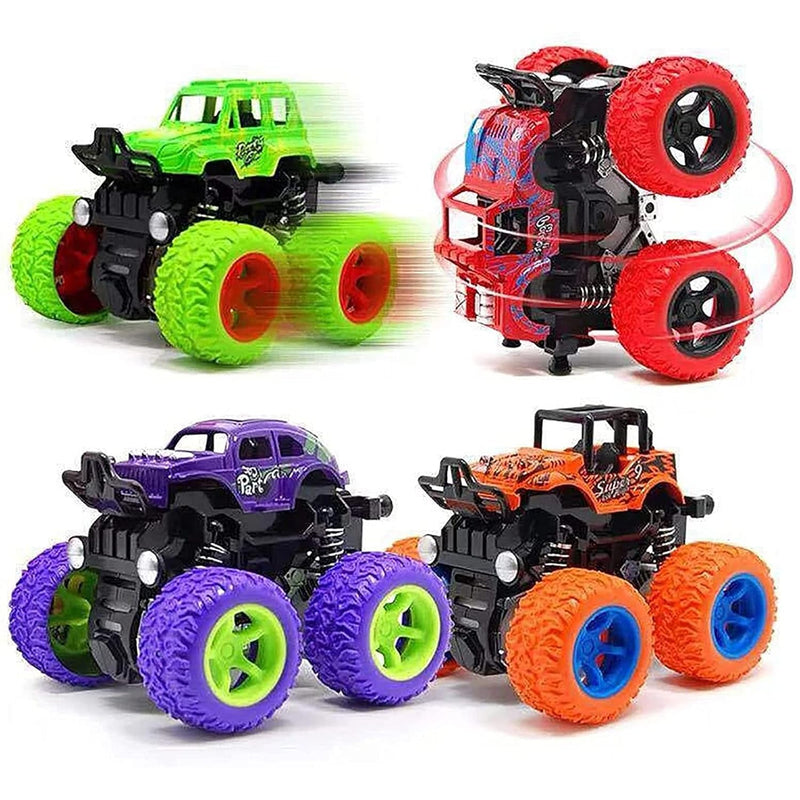 Monster Truck For Boys 3 4 5 6 7 Year Old,4 Pack Push And Go Friction Power