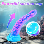 7" Beginner Small Monster Tentacle Dildo With Suction Cup, Silicone Fantasy Dragon Anal Plug, Realistic Tentacle Octopus Penis Conical Alien Dildo, Purple Blue G Spot Adult Sex Toy For Men Gay Women
