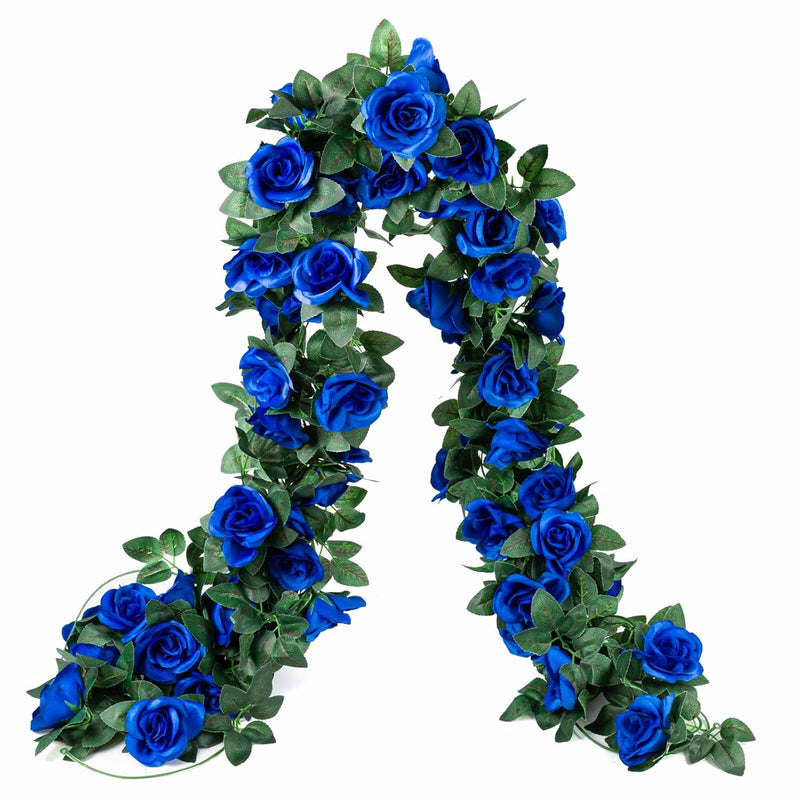 2 Pack (16Ft) Artificial Rose Vine Fake Flowers Garland Hanging Silk Rose Ivy