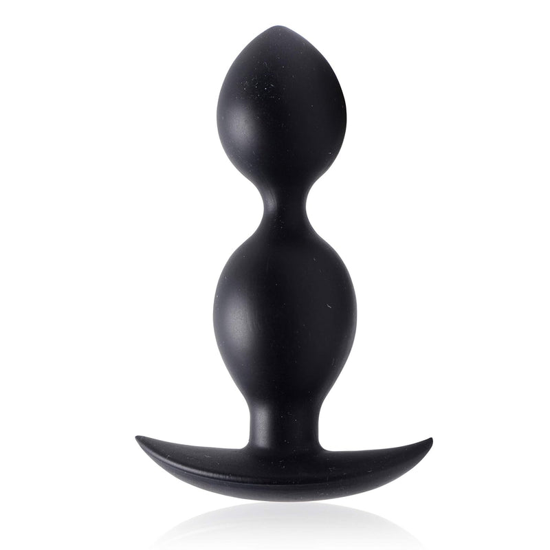 Orbs Steel Weighted Duotone Silicone Anal Plug, Black (Ae727)