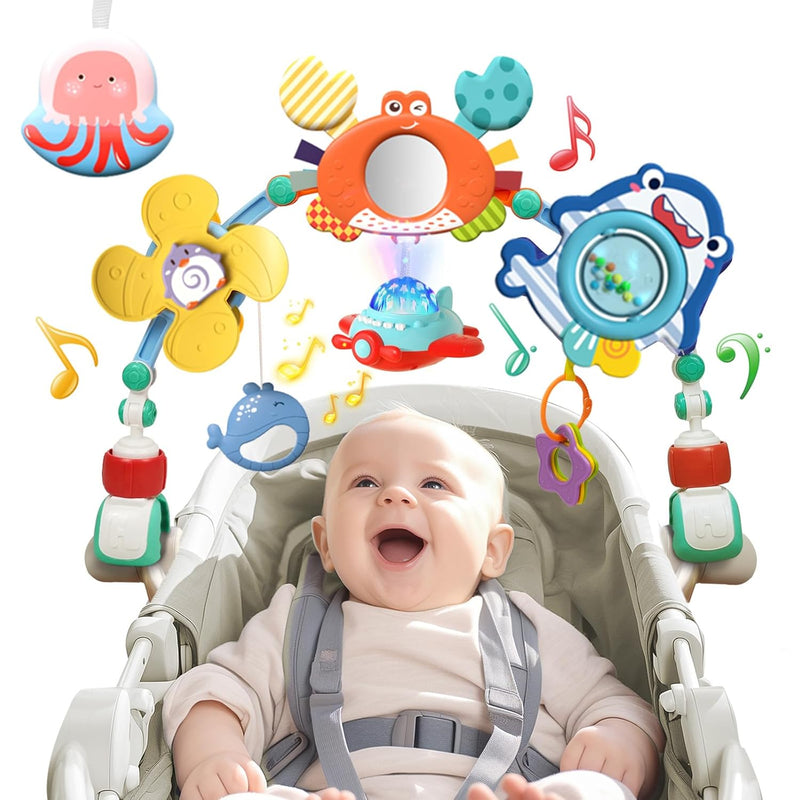 Musical Baby Stroller Arch Toys, Travel Car Seat Toys, Baby Play Arch Crib