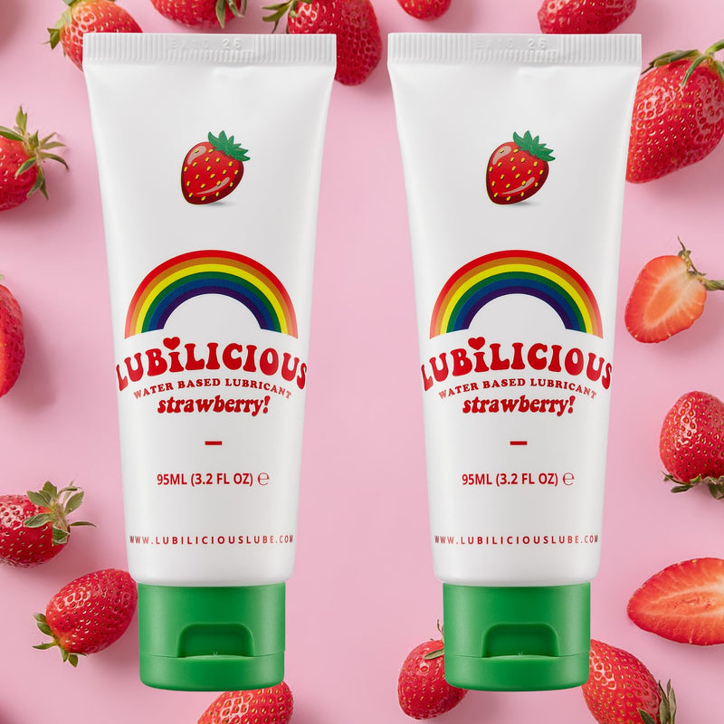 Lubilicious Strawberry Lube 2 Pack - Silky Smooth Edible Lubricant For Comfort, Premium Water-Based Flavored, Non-Sticky 6.4 Oz