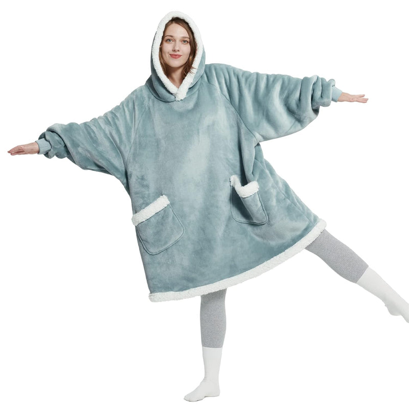 Wearable Blanket Hoodie - Sherpa Fleece Hooded Blanket For Adult, Warm & Comfo