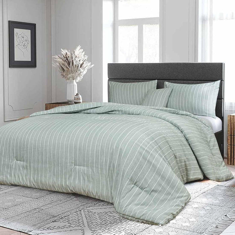 Green Comforter Set Queen Size, 4Pcs Boho Farmhouse Bedding Set For All Season