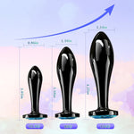 3Pcs Metal Anal Butt Plug Set with Crystal for Men Women Beginner Blue
