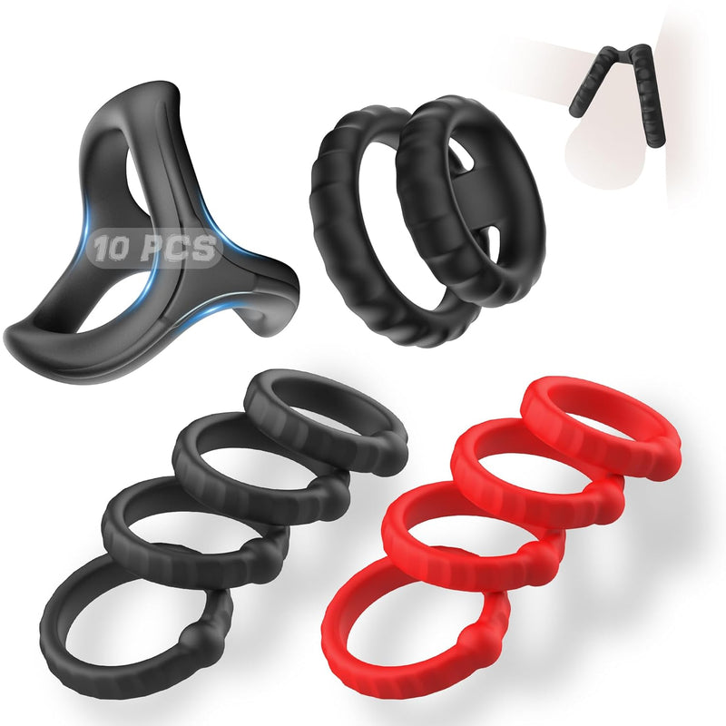 Silicone Penis Ring Set Sex Toys For Men, 10 Pcs Men’S Cock Rings Penis Sleeve Shaft For Erection Enhancing, Soft Stretchy Male Sex Toys, Adult Toys For Couples Pleasure