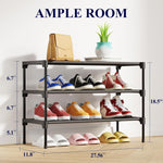 Shoe Rack - Premium Non-Woven Shoe Rack Shelf, Shoe Organizer for Closet, Entryway, Garage & Corridor, Sturdy & Durable Long Stackable Shoe Shelves, Medium, Black