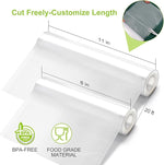 Vacuum Sealer Rolls Bags, 6 Pack 3 Rolls 11" x 20' + 3 Rolls 8" x 20' Commercial Grade BPA Free Bag Rolls, Durable Customized Size Food Vac Bags for Storage and Sous Vide Cooking