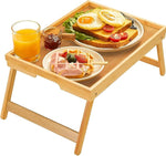 Bamboo Bed Tray Table with Foldable Legs, Breakfast Tray for Sofa, Bed, Eating, Working, Used As Laptop Desk Snack Tray