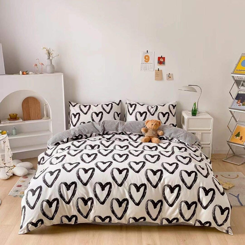 Love Comforter Set Queen Black And White Comforter Full Heart Shaped Bedding S