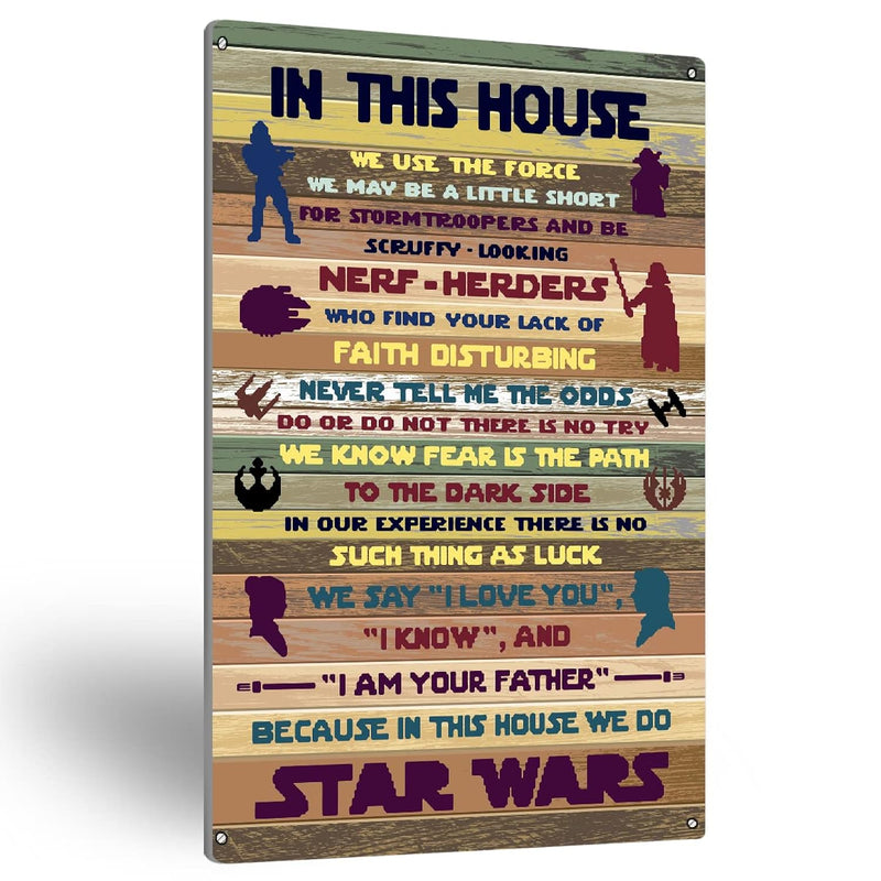 Farmhouse Rules Metal Tin Sign Wall Art Rustic In This House Signs Gifts For H