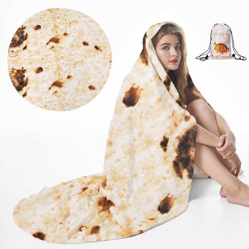Tortilla Wrap Blanket,Burritos Round Wrap Blanket,Tortilla Throw Blanket,Funny