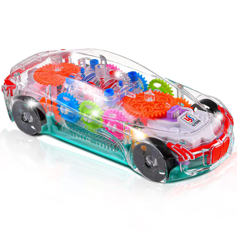Abk Transparent Toy Car With Visible Colored Moving Gear System, Light And