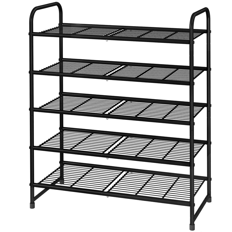 5-Tier Stackable Shoe Rack, Expandable & Adjustable Shoe Organizer Storage Shelf