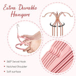 Pink Velvet Hangers 60 Pack, Non Slip Flocked Felt Hangers, Sturdy Velvet Clothes Hangers, Cute Heart Hangers, Heavy Duty Coat Hangers, Ultra Slim Pink Hangers for Closet Space Saving