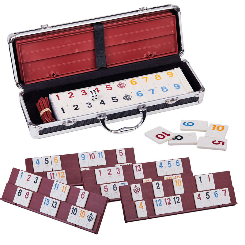 Rummy 106 Tiles Large Rummy With 4 Sturdy Racks& Instructions Rummy Tiles W