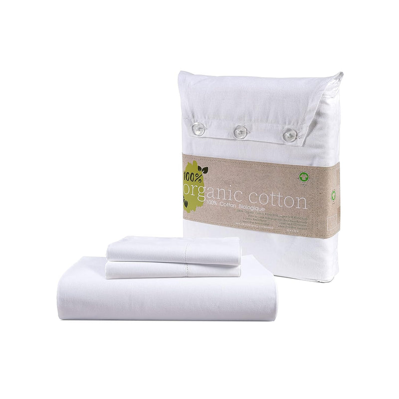 Lane Linen 100% Organic Cotton Fitted Sheet Queen, 3-Piece Set (1 Fitted Sheet