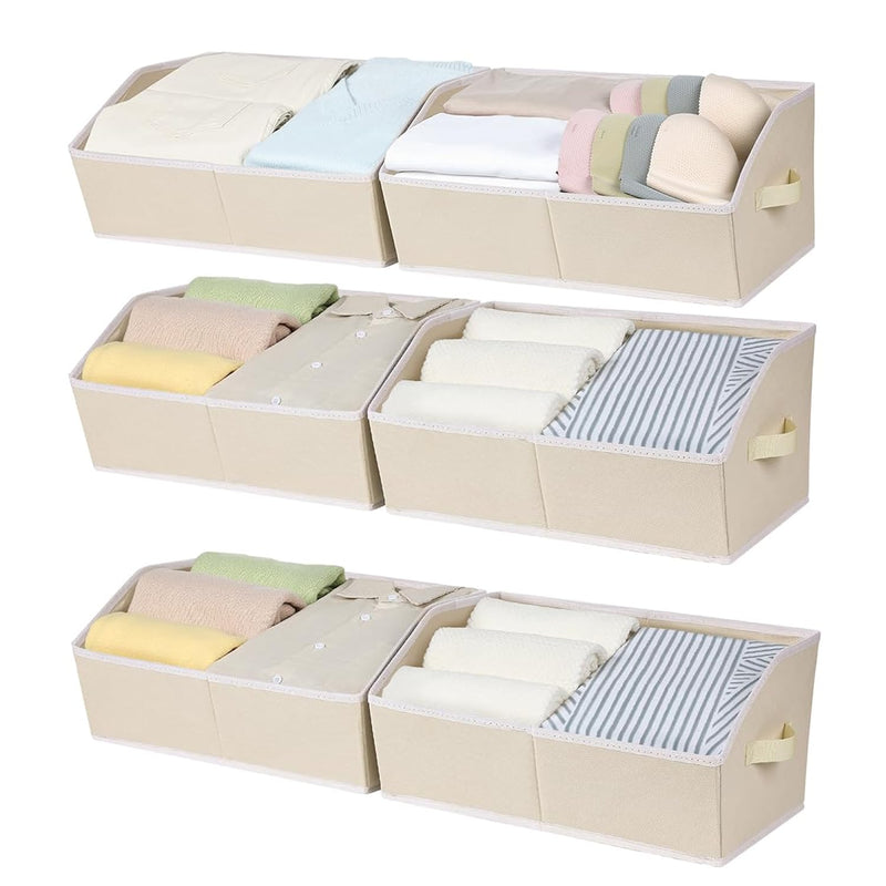 Closet Storage Bins, Large Trapezoid Storage Bins With Handles, 6 Pack Storage B