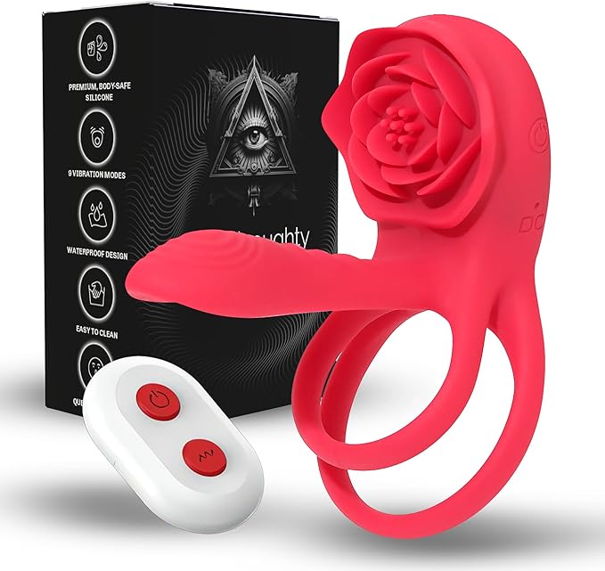 Vibrating Cock Ring Sex Toys For Men, Premium Silicone Rose Viboators Toys For Her Clitoral Stimulation And His Pleasure. Penis Ring Cock Ring Male Sex Toy Vibrator For Couples