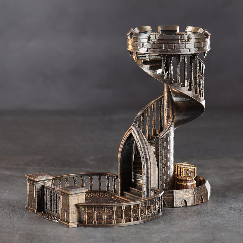 Dice Rolling Tower And Tray Retro Castle Mold Color For Tabletop Games, D&D