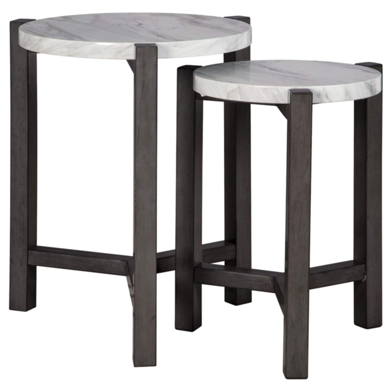 Signature Design By Ashley Crossport Modern 2 Piece Marble Accent Table Set, G
