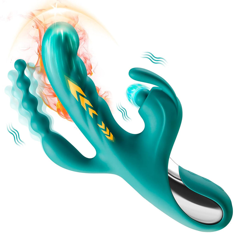 Rabbit Vibrators Sex Toys For Women - Clitoral Vibrator G Spot Thrusting Dildo Anal Beads With Quick Heated & 5*10*7 Thrust Vibration - Adult Sex Toy Personal Massager Wand For Female Couples