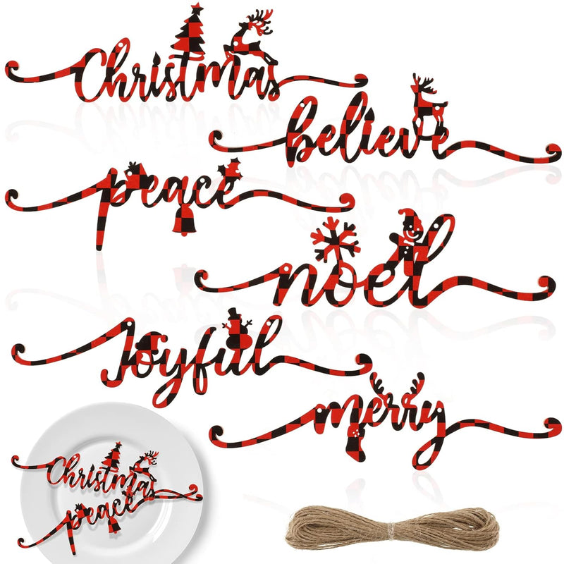 12 Pieces Christmas Plate Wooden Cutouts Christmas Believe Peace Noel Joyful M