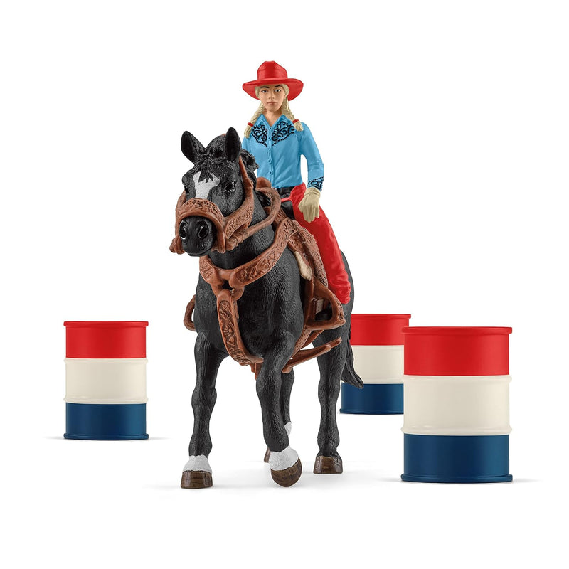 Schleich Farm World 3-Barrel Rodeo Racing Playset - Cowgirl Rodeo Racing To