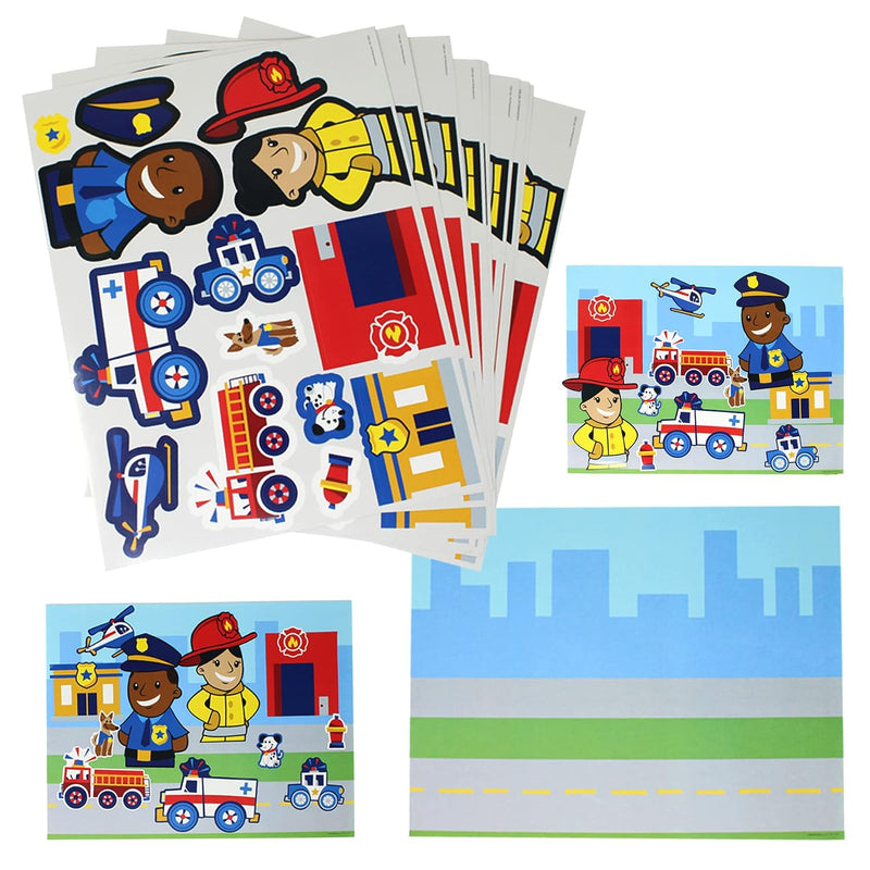 12-Piece DIY Rescue Team Sticker Scene Kit for Kids Party Favors and Activities