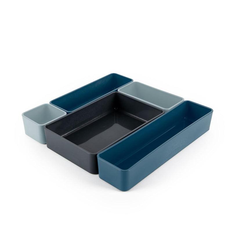 Three By Three Stacking Bins Bamboo Fiber S/5 Pacific, Stone, Carbon,47125