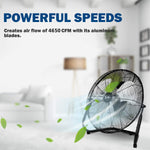 20 Inch 3-Speed High Velocity Heavy Duty Metal Industrial Floor Fans Quiet for Home, Commercial, Residential, and Greenhouse Use, Outdoor/Indoor, Black, 1-Pack