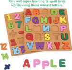 Wooden Alphabet and Number Puzzle Set for Kids Ages 3-5
