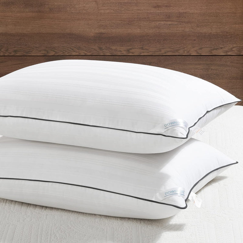 Bed Pillows Standard Size Set Of 2 - 100% Breathable Cotton Cover, Premium Hot