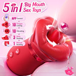 Vibrator Adult Sex Toys For Women - 5In1 Mouth Rose Toy Clit Sucker, 10 Tongue Licking, 3 Auto & 1 Manual Sucking Adult Toys Upgraded App, Clit Nipple Anal Vibrators Female Couples Sex Toys