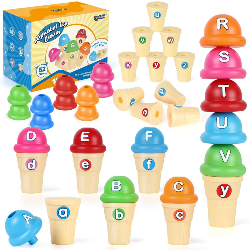 Alphabet Learning Ice Cream Toy Play Set, Toddler Learning Toy ABC Letter R