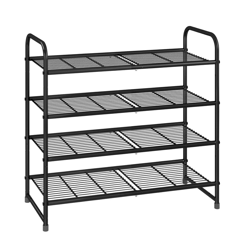 4-Tier Stackable Shoe Rack, Expandable & Adjustable Shoe Organizer Storage Shelf
