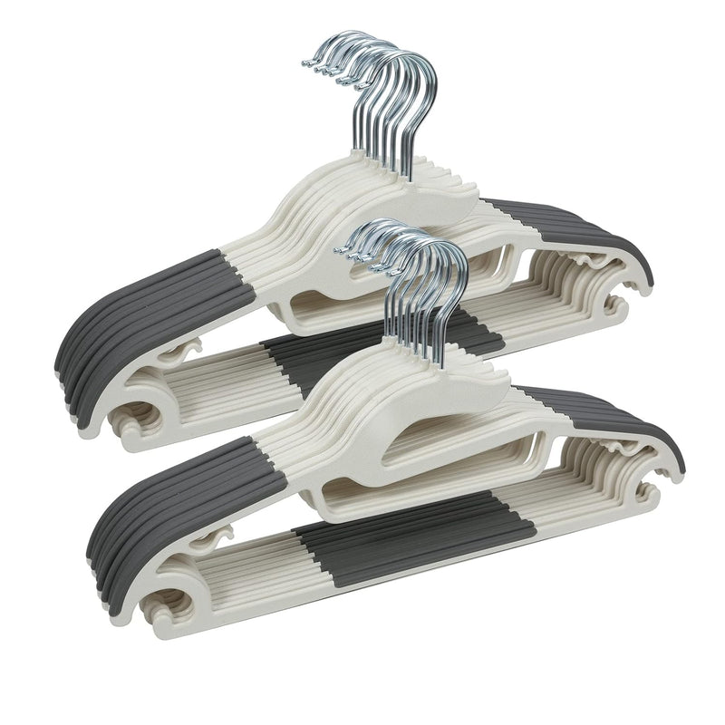 Plastic Hangers, 30 Pack Slim Clothes Hangers Space Saving, Non Slip Grey Rubber