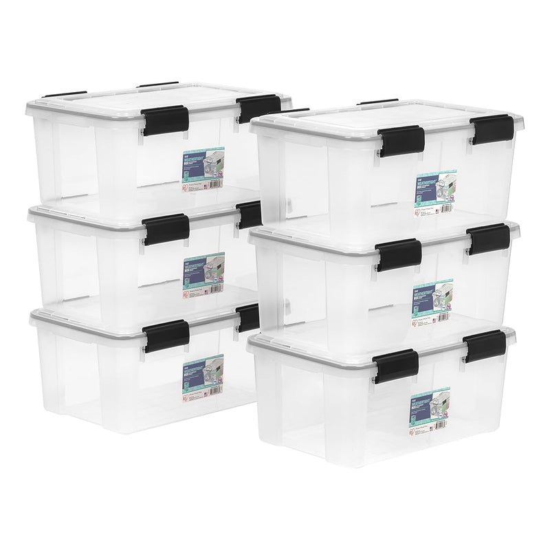 Iris Usa 6 Pack 19Qt Weatherpro Airtight Plastic Storage Bin With Lid And Seal A