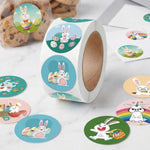 500 Pcs Large Easter Bunny Stickers, Waterproof Self-Adhesive Labels, 8 Colors
