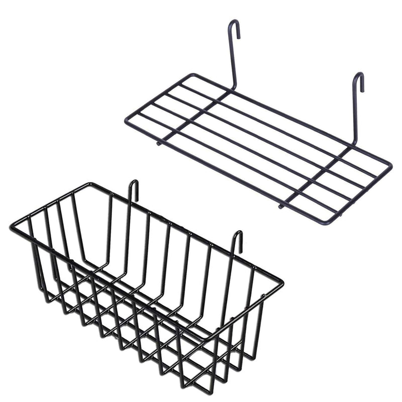 Grid Wall Basket Wall Grid Accessories Wire Straight Shelf With Hooks Wall Org