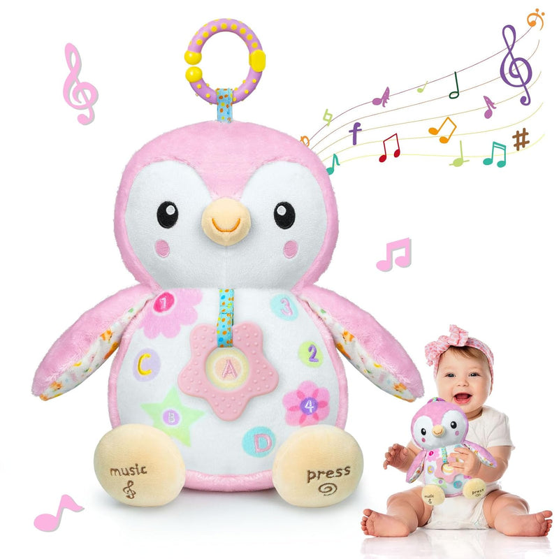 Penguin Baby Toys 0 6 12 Months,Stuffed Animal Plush Toy,Textured Hanging R