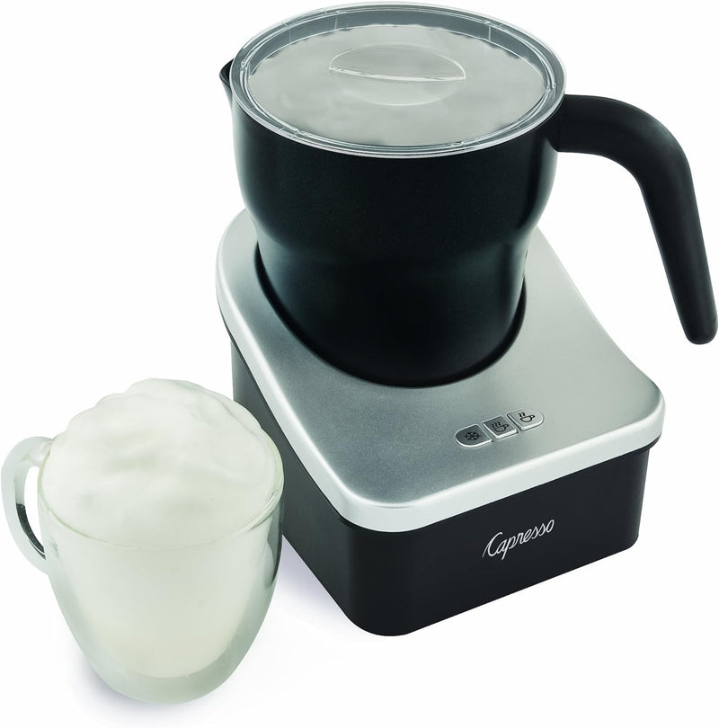 Froth Pro Milk Frother for Cappuccino, Espresso, Latte and Hot Chocolate, 7" x 5" x 6", Black/Matte Silver