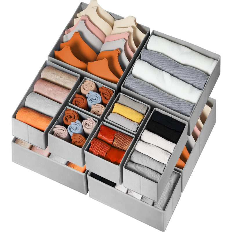 Drawer Organizer For Clothing, 12 Pack Sock Underwear Drawer Organizer Bins, Fol